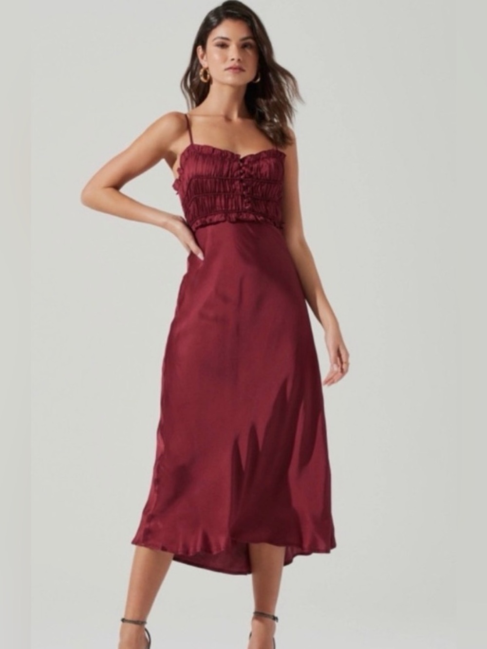 Astr the label zola midi satin effect wine size medium
